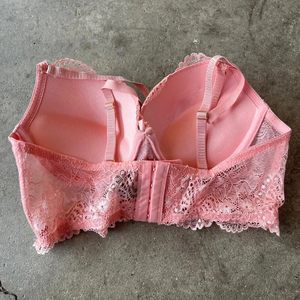 daisy fuentes pink lace padded demi Women’s bra 34b